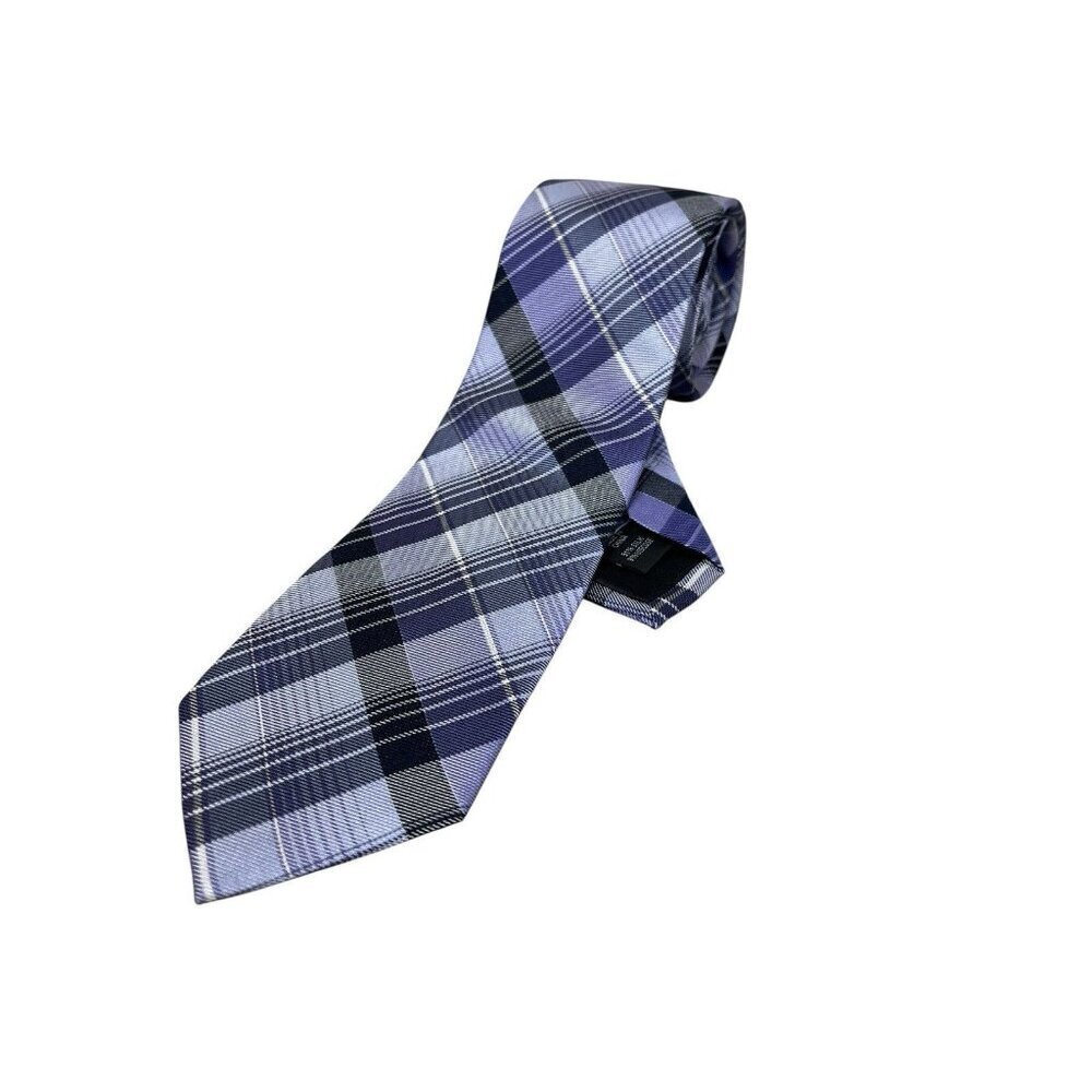 Calvin Klein Men's Dress Tie Men's Slim Plaid Tie Purple/Blue 58 Neck Tie Silk